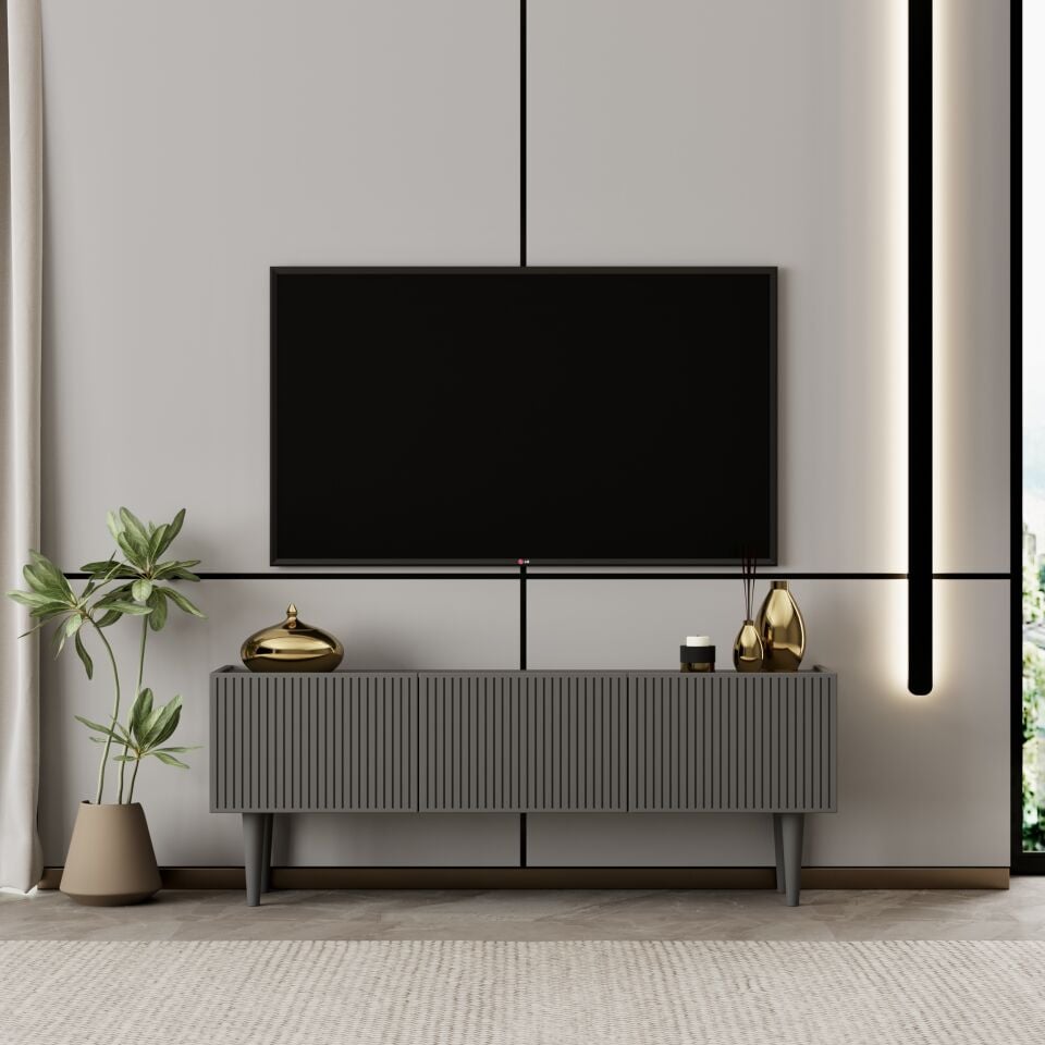Capella Tv Ünitesi 120 cm ayaklı kapaklı raflı MDF (6 renk seçeneği)
