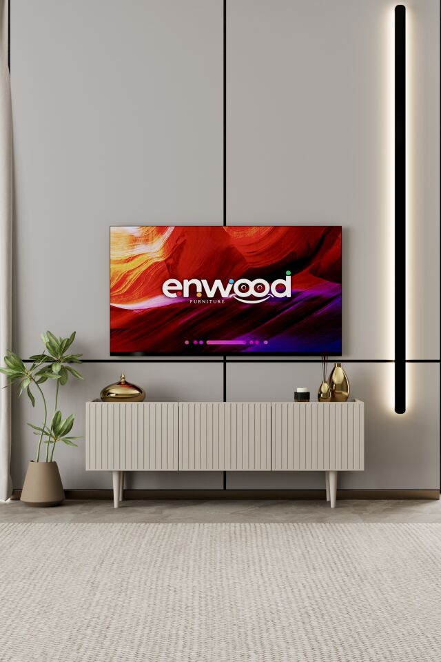 Capella Tv Ünitesi 120 cm ayaklı kapaklı raflı MDF (6 renk seçeneği)