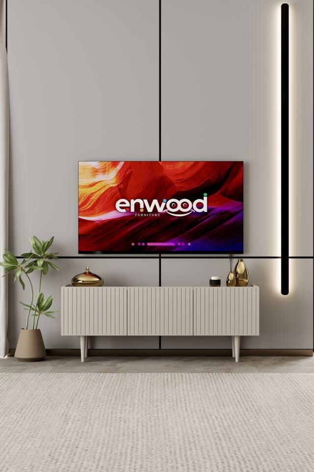 Capella Tv Ünitesi 120 cm ayaklı kapaklı raflı MDF (6 renk seçeneği)
