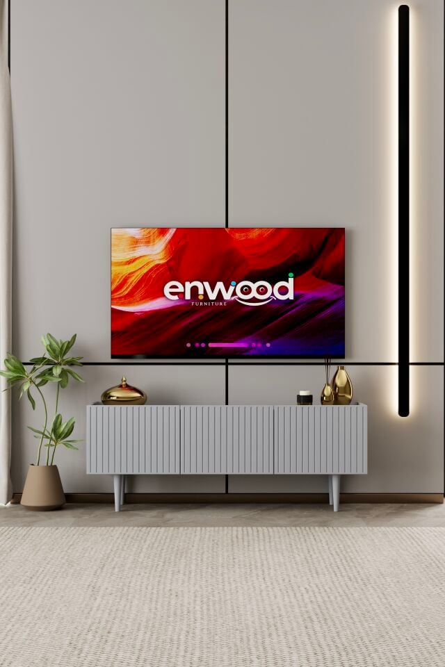Capella 120 cm Ayaklı TV Ünitesi | Kapaklı Raflı MDF