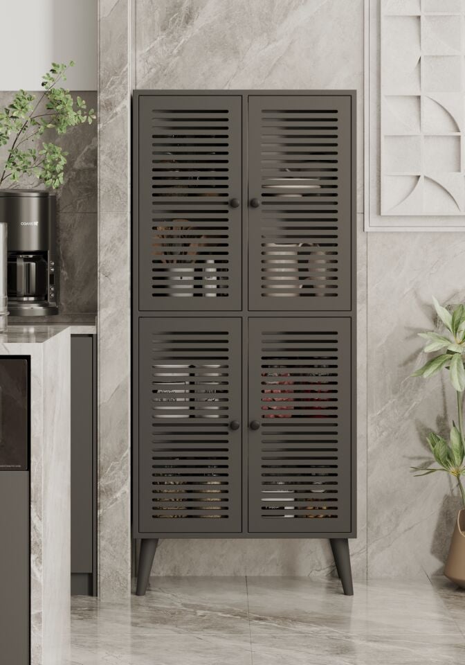 Deneb 4 Kapaklı (panjur kapak) Ahşap Ayaklı Kiler Dolabı (6 renk seçeneği)