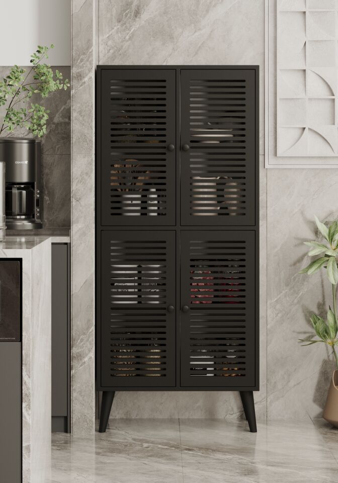 Deneb 4 Kapaklı (panjur kapak) Ahşap Ayaklı Kiler Dolabı (6 renk seçeneği)