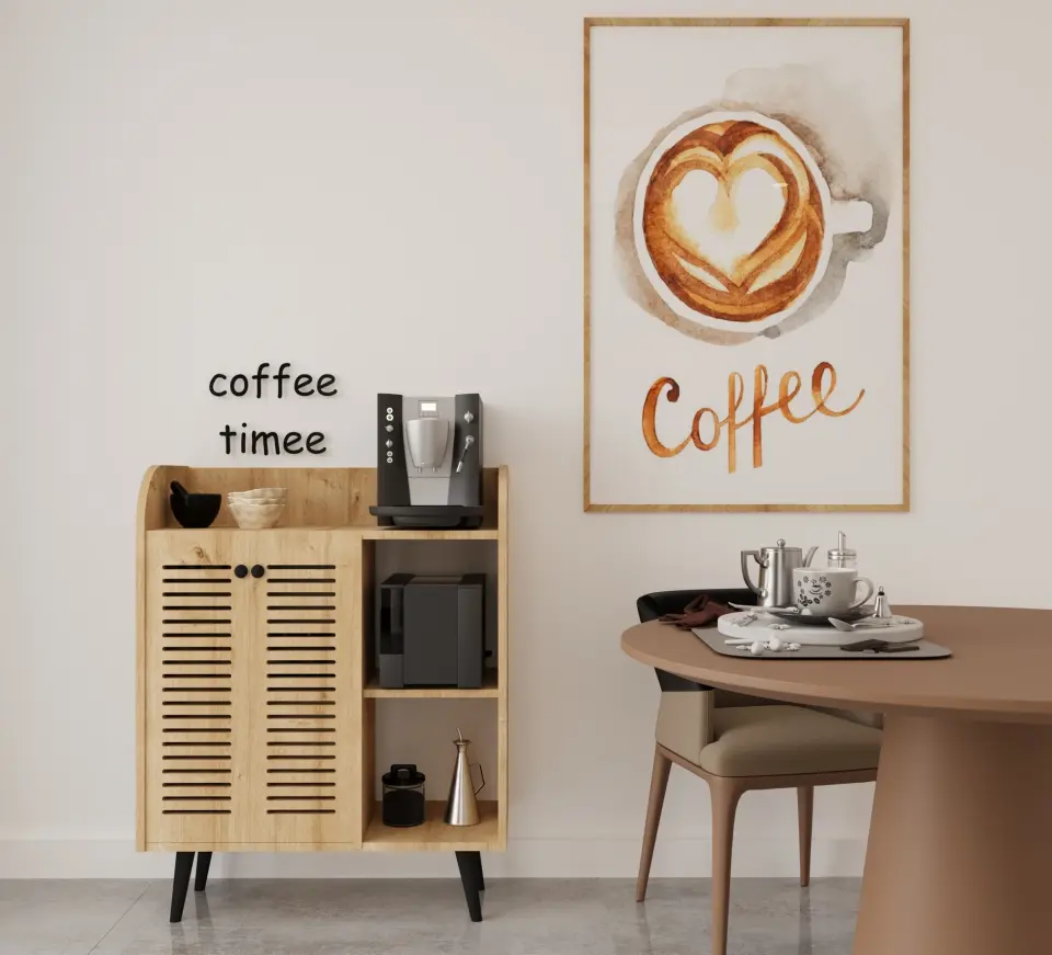 Magnetar Mdf KAHVE KÖŞESİ Ahşap Ayaklı Panjur Kapaklı-raflı