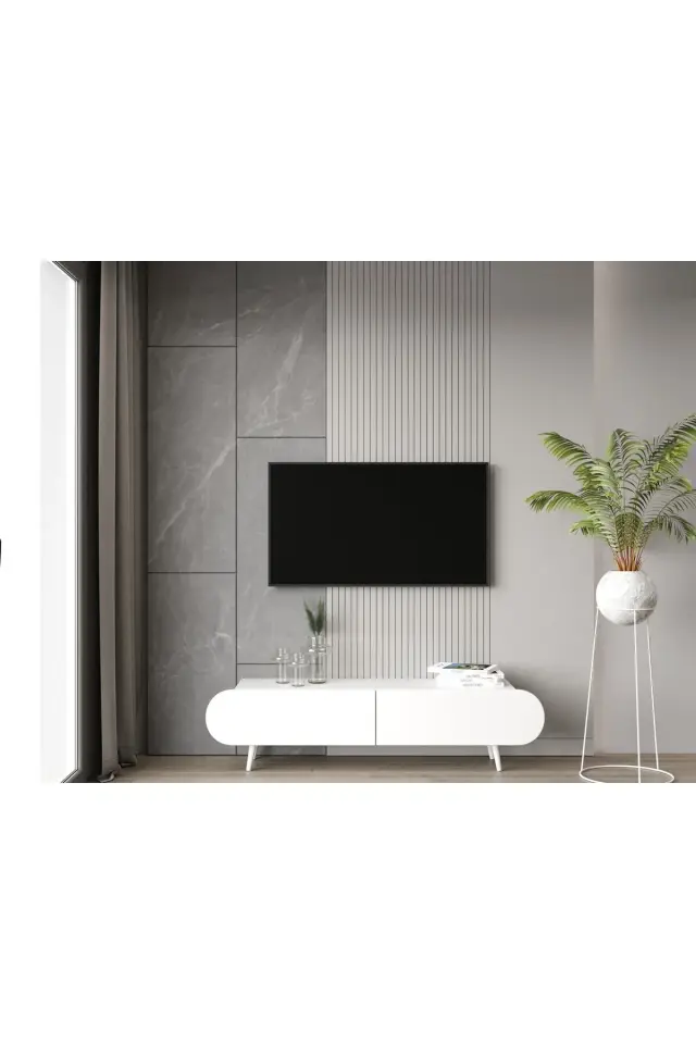 Regulus 140 cm Ahşap Ayaklı TV Ünitesi | Country 2 Kapaklı