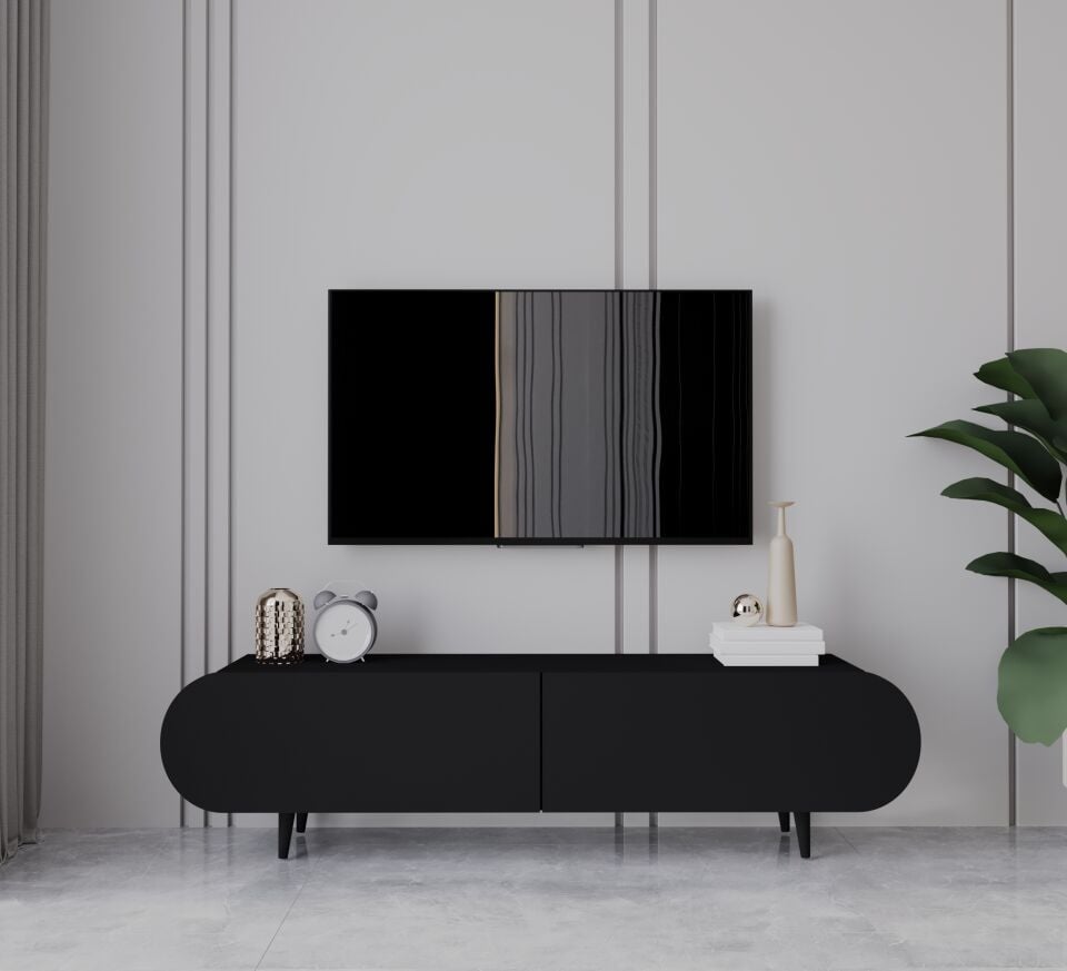 Regulus Mdf 2 Kapaklı Ahşap Ayaklı Country Tv Ünitesi 140 cm (4 renk seçeneği)