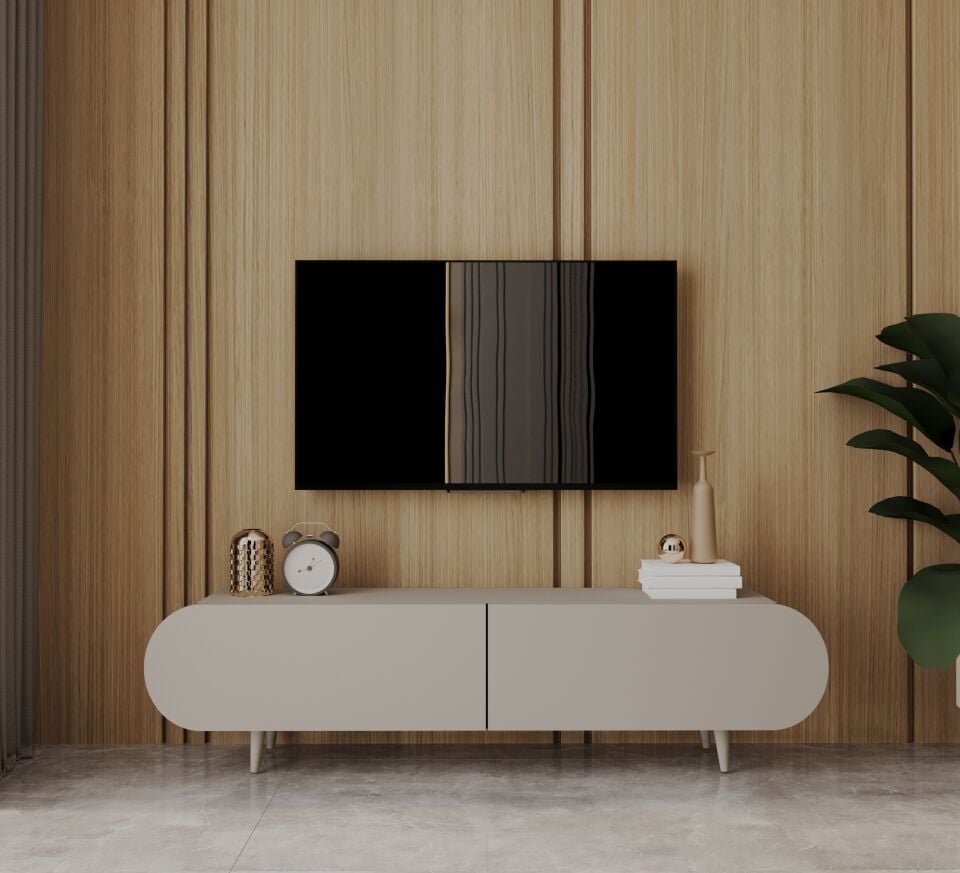 Regulus Mdf 2 Kapaklı Ahşap Ayaklı Country Tv Ünitesi 140 cm (4 renk seçeneği)