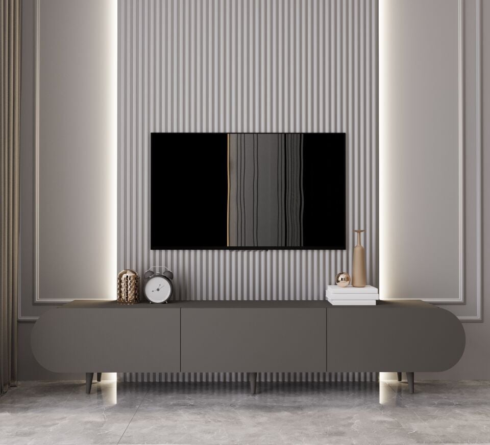 Regulus 180 cm Ahşap Ayaklı TV Ünitesi | Country 3 Kapaklı