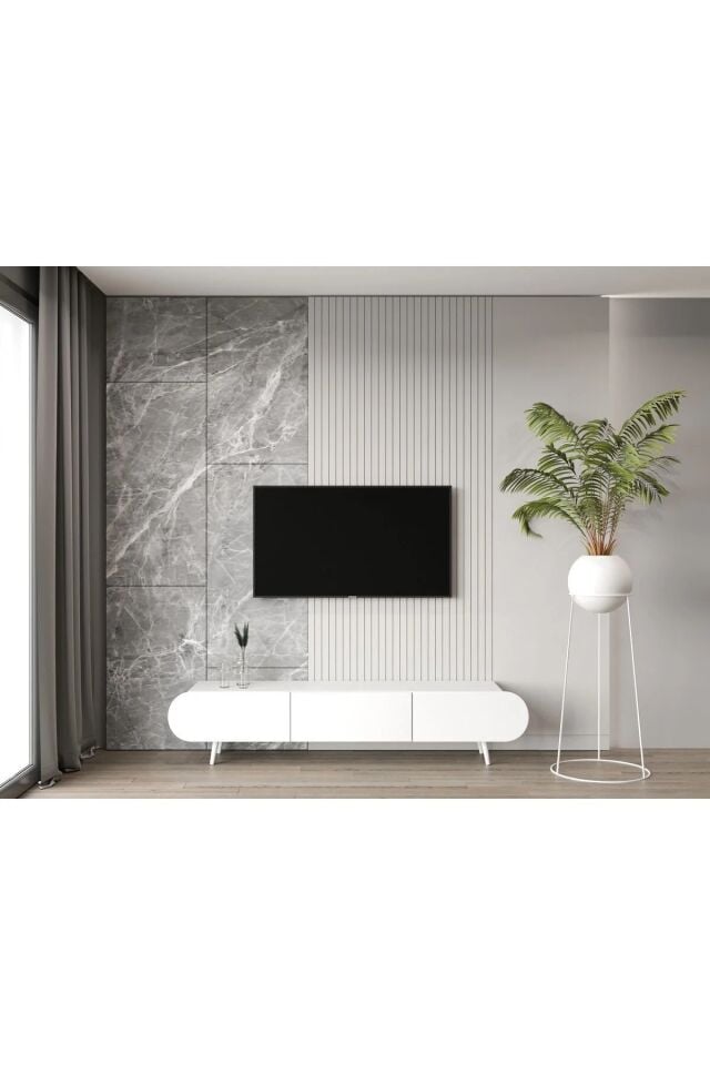 Regulus 180 cm Ahşap Ayaklı TV Ünitesi | Country 3 Kapaklı