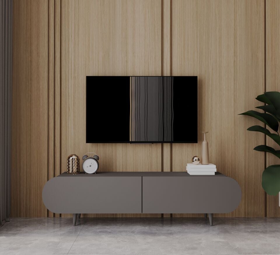 Regulus Mdf 2 Kapaklı Ahşap Ayaklı Country Tv Ünitesi 160 cm (4 renk seçeneği)