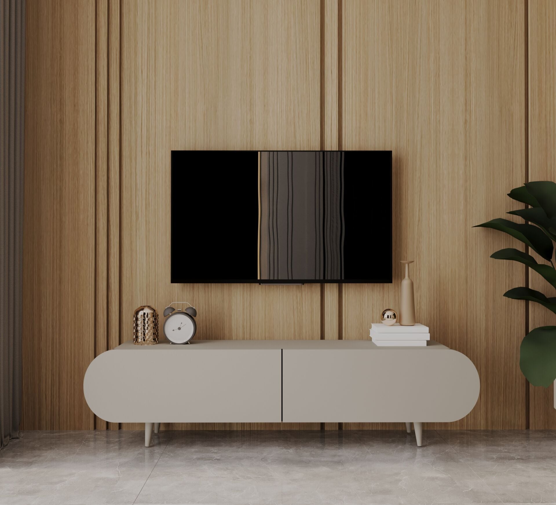Regulus Mdf 2 Kapaklı Ahşap Ayaklı Country Tv Ünitesi 160 cm (4 renk seçeneği)