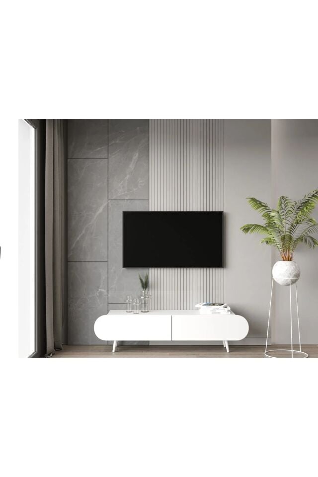 Regulus Mdf 2 Kapaklı Ahşap Ayaklı Country Tv Ünitesi 160 cm (4 renk seçeneği)