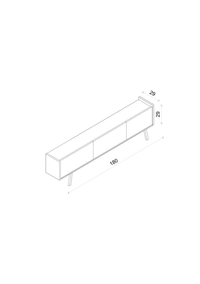 SPİCA SAFİR MEŞE RENGİ MDF AHŞAP AYAKLI TV ÜNİTESİ (140 cm,160 cm,180 cm,200 cm)