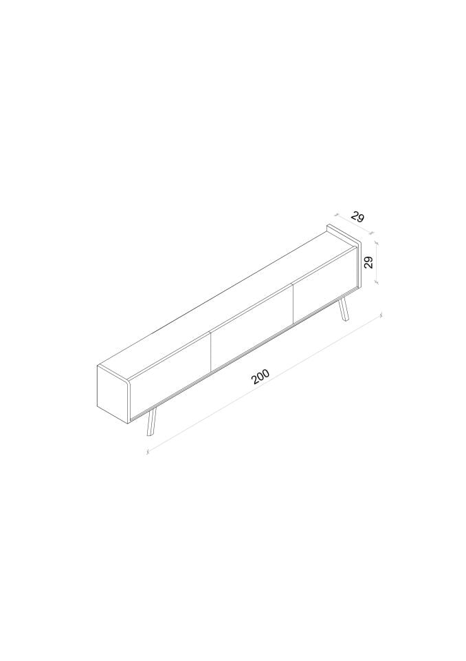 SPİCA SAFİR MEŞE RENGİ MDF AHŞAP AYAKLI TV ÜNİTESİ (140 cm,160 cm,180 cm,200 cm)