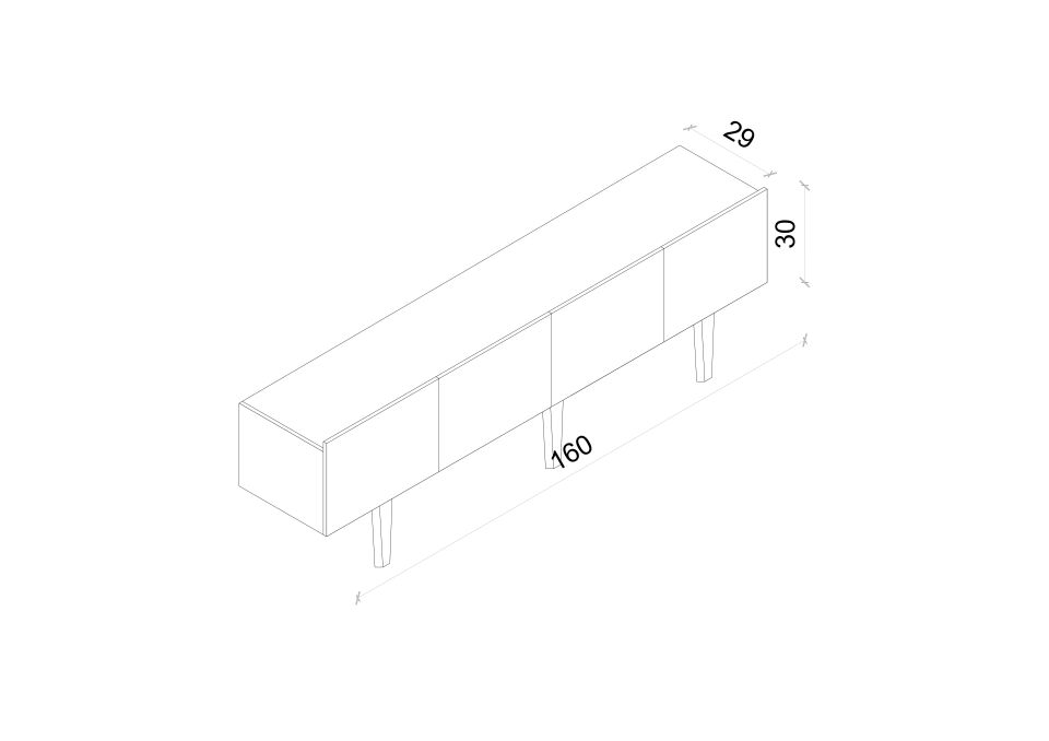 Capella Tv Ünitesi 160 cm 6 kapaklı duvara monte MDF (8 renk seçeneği) ZEYTİN TAŞI