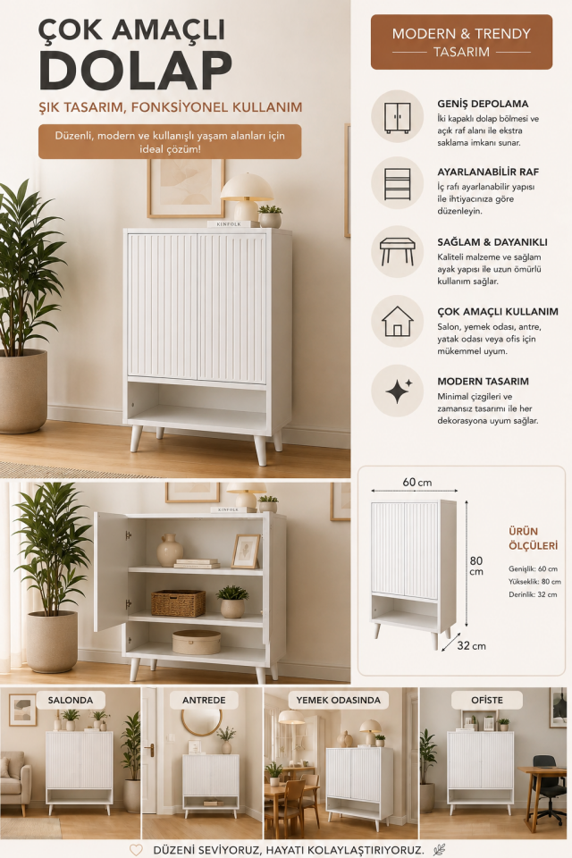 Capella MDF Çok Amaçlı Dolap 60 cm