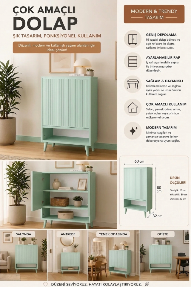 Capella MDF Çok Amaçlı Dolap 60 cm