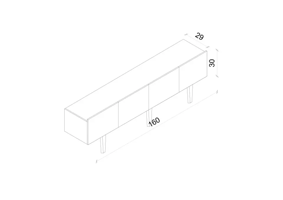 Capella TV Ünitesi 160 cm 4 Kapaklı Duvara Monte MDF DUMAN MAVİ