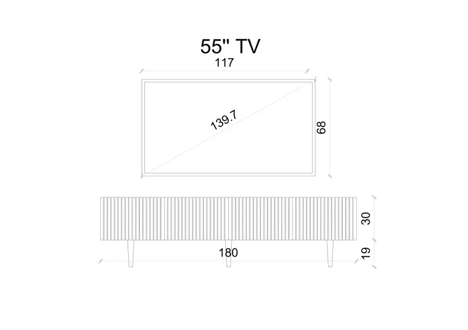 Capella TV Ünitesi 180 cm 4 Kapaklı Duvara Monte MDF ZEYTİN TAŞI