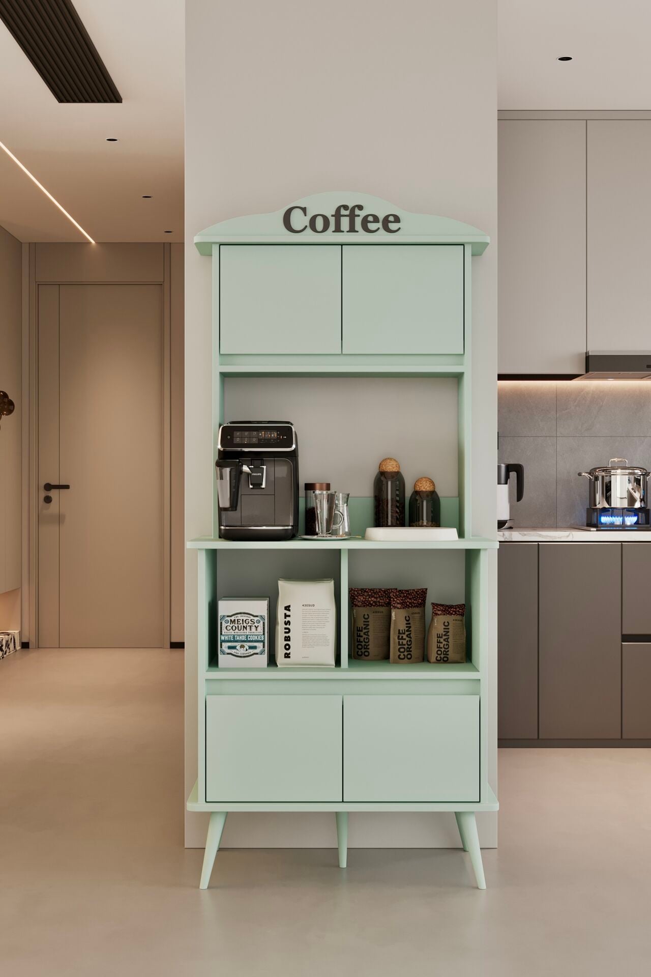 FORME Kahve Köşesi - MDF - 172 CM MİNT YEŞİLİ