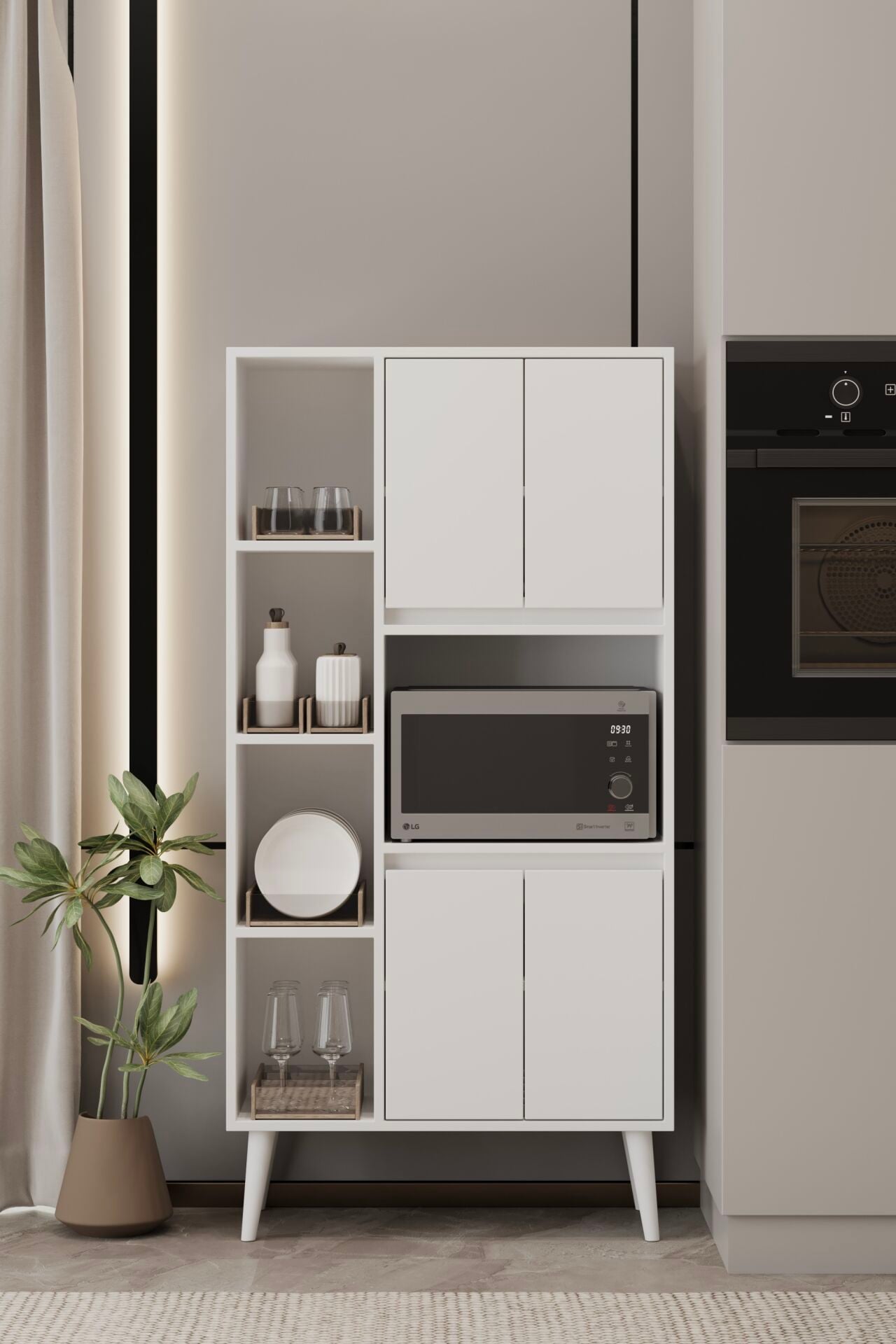 LİNEA Fırın Dolabı - MDF - 160 CM - Çok Amaçlı Dolap