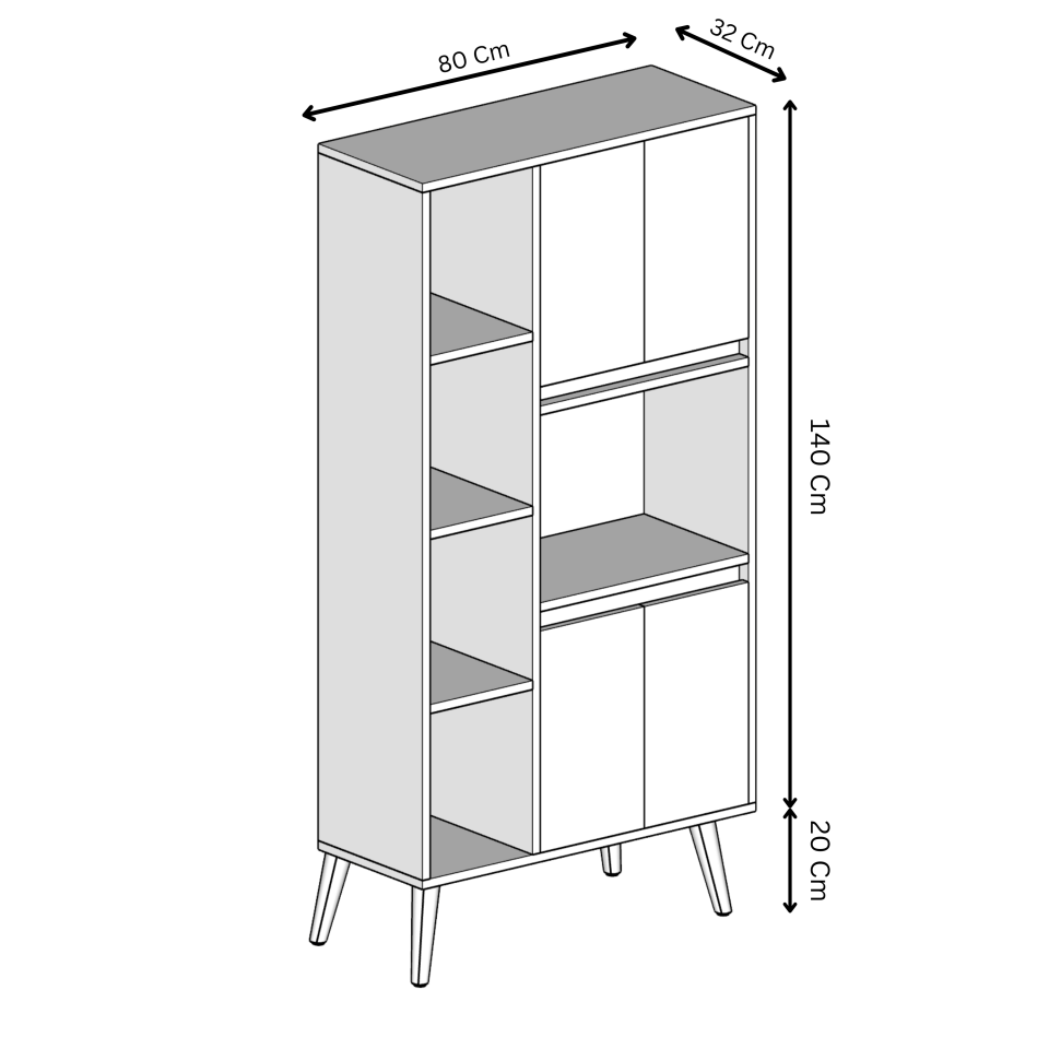 LİNEA Fırın Dolabı - MDF - 160 CM - Çok Amaçlı Dolap SİS GRİ