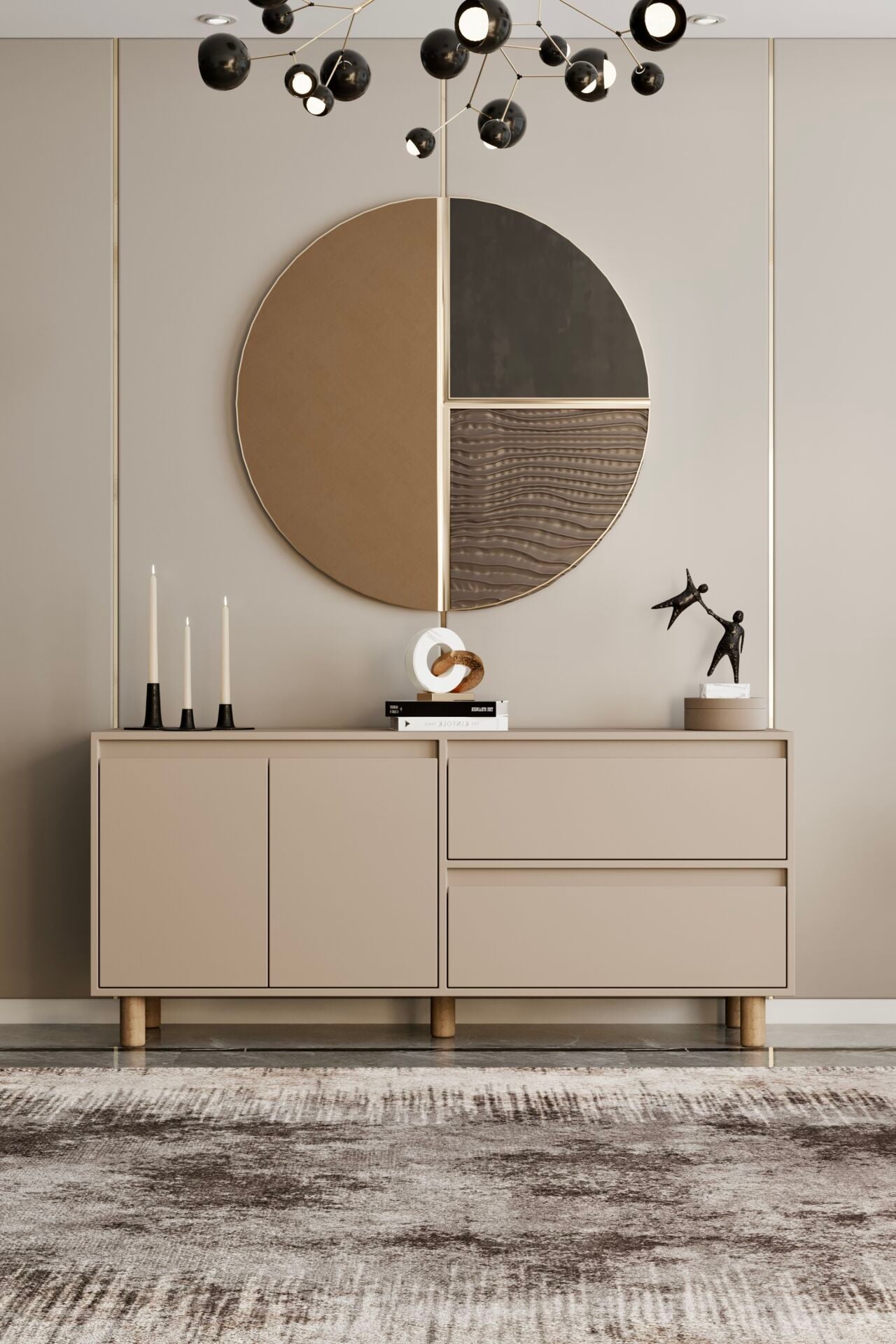MİLA Ahşap Ayaklı Konsol - MDF - 140 CM KUM TAŞI