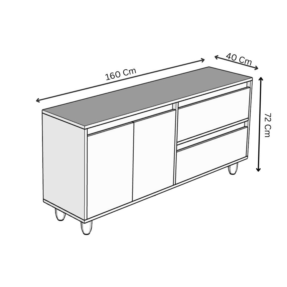 MİLA Ahşap Ayaklı Konsol - MDF - 160 CM MİNT YEŞİLİ