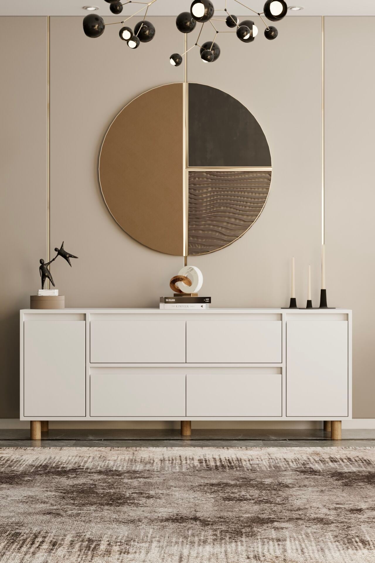 MİLA Ahşap Ayaklı Konsol - MDF - 180 CM BEYAZ