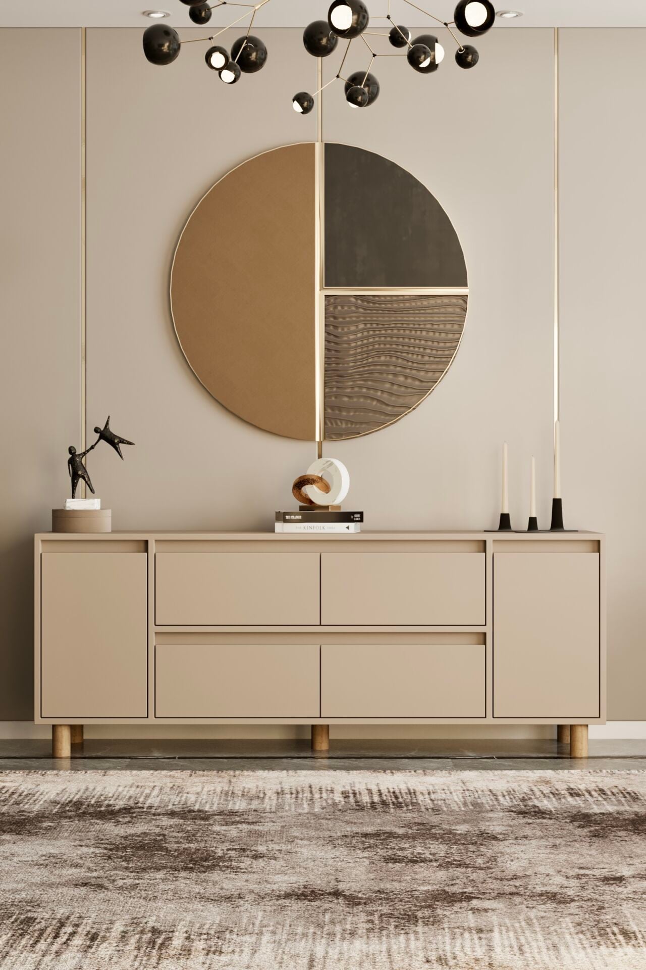 MİLA Ahşap Ayaklı Konsol - MDF - 180 CM KUM TAŞI