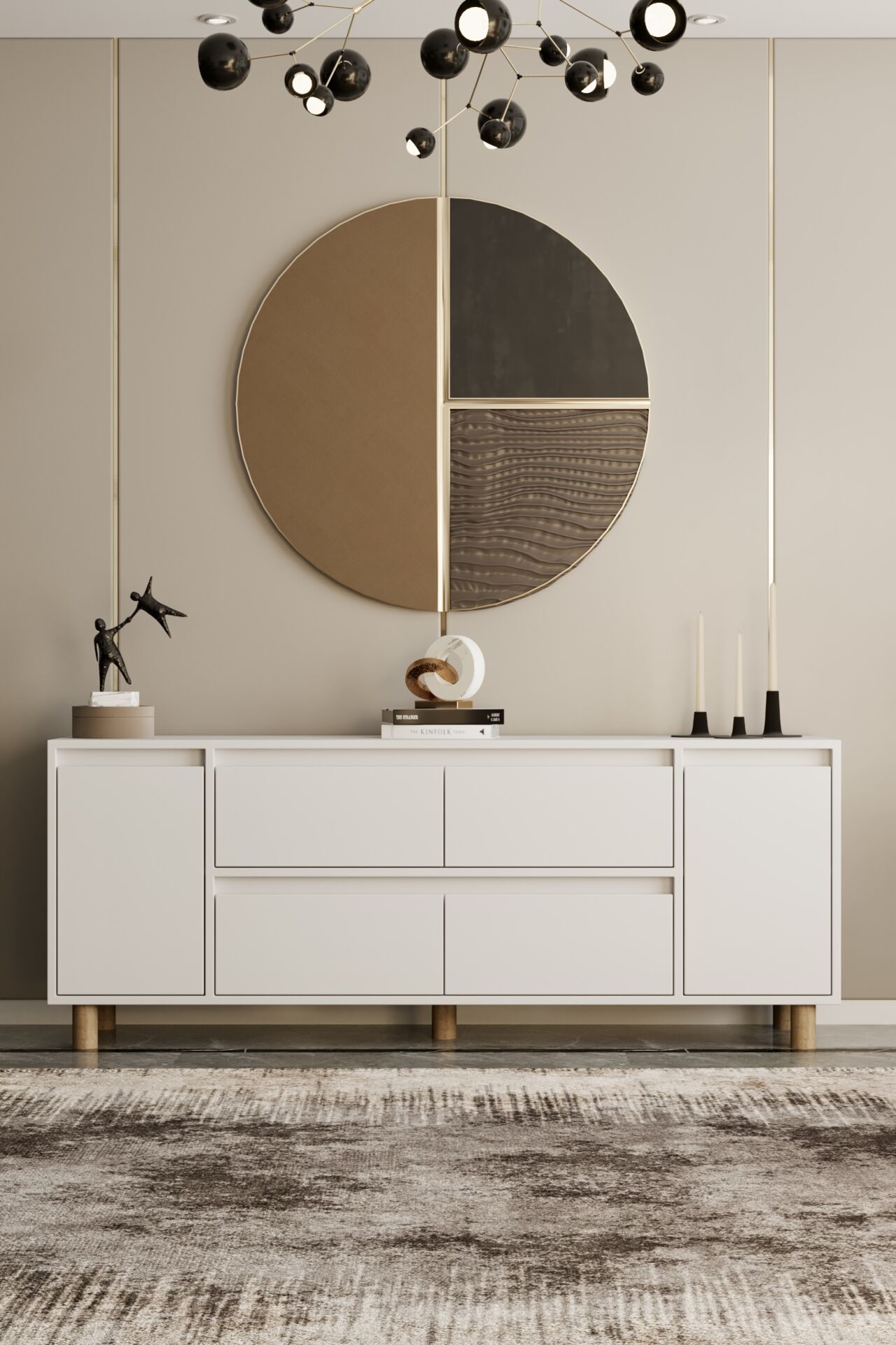 MİLA Ahşap Ayaklı Konsol - MDF - 200 CM