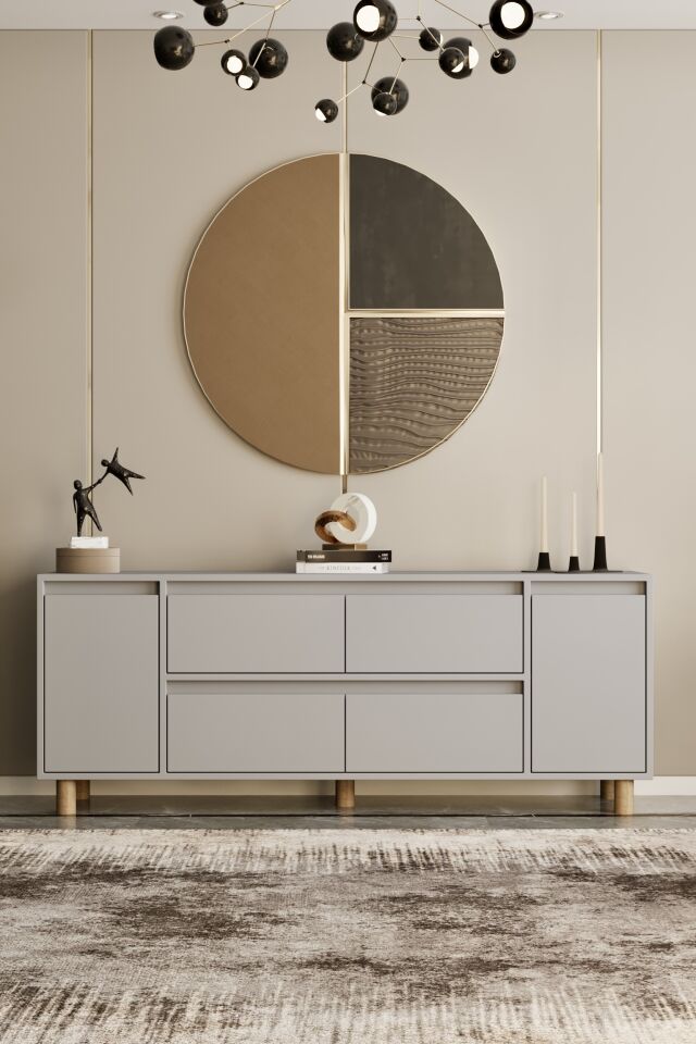 MİLA Ahşap Ayaklı Konsol - MDF - 200 CM