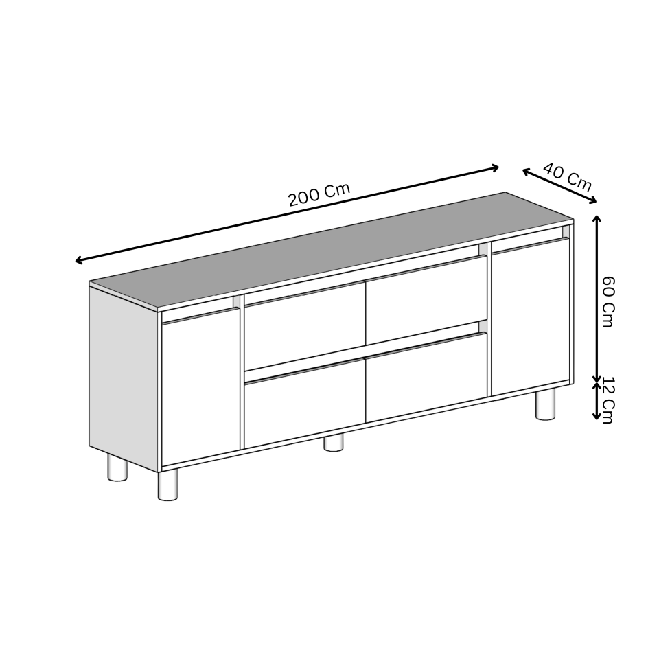MİLA Ahşap Ayaklı Konsol - MDF - 200 CM MİNT YEŞİLİ