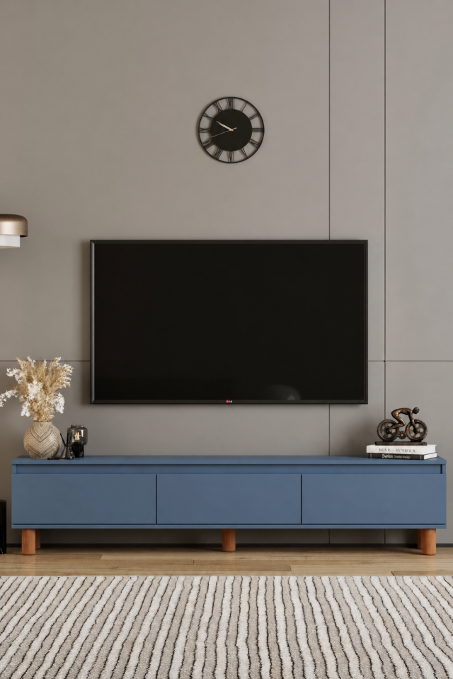 MİLA TV Ünitesi Ahşap Ayaklı 3 Kapaklı - MDF - 180 CM