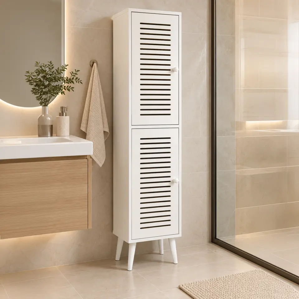 Vega Çok Amaçlı Dolap | Mutfak, Kiler, Banyo Dolabı %100 MDF (Panjur Kapak) | 2 Kapaklı