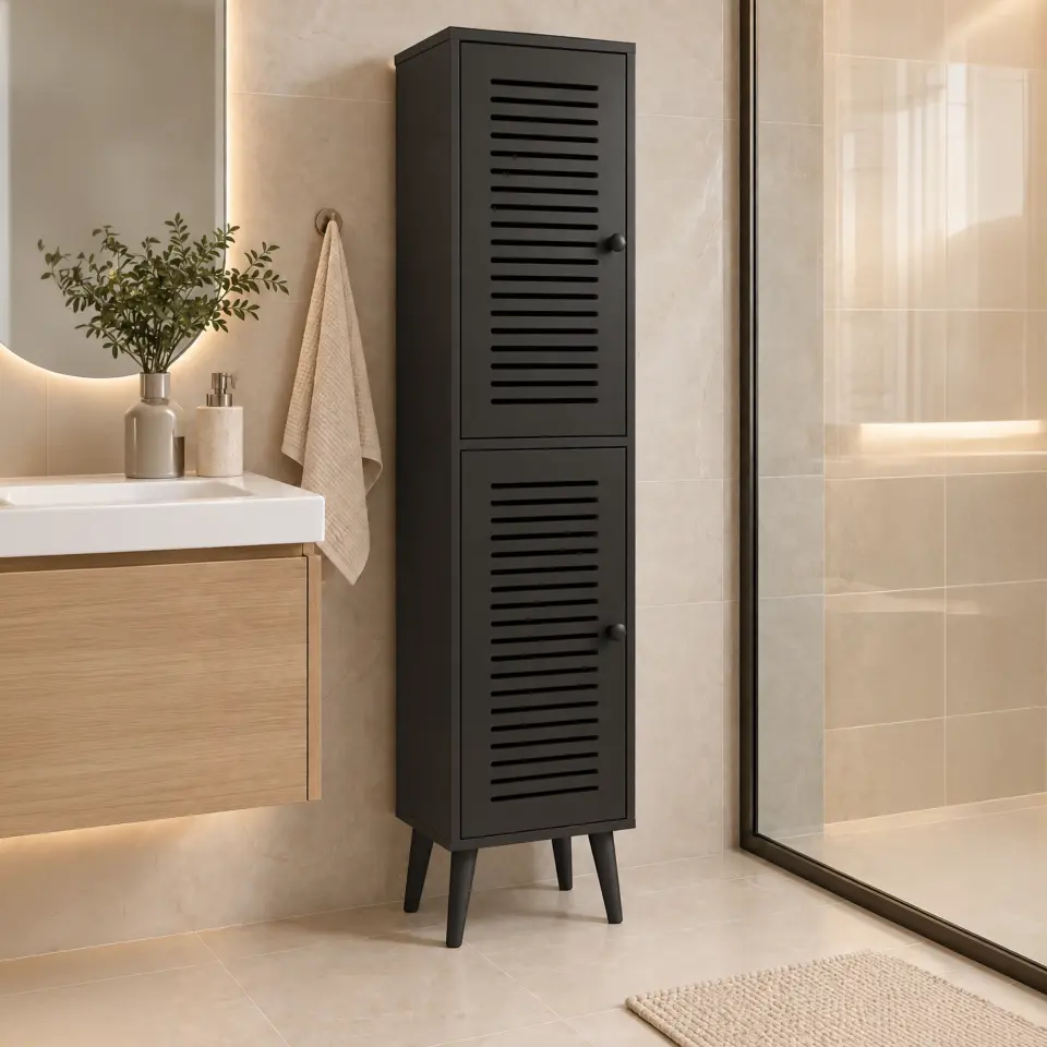 Vega Çok Amaçlı Dolap | Mutfak, Kiler, Banyo Dolabı %100 MDF (Panjur Kapak) | 2 Kapaklı