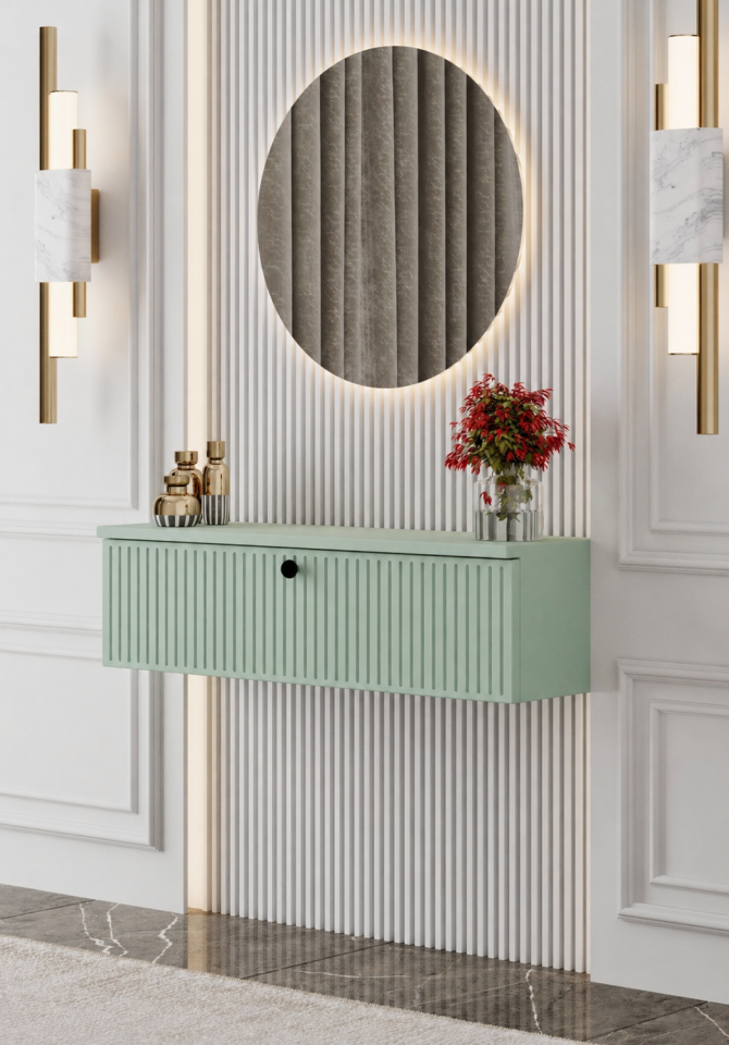 Mimosa 70 cm Duvara Monte Dresuar Kapaklı MDF MİNT YEŞİLİ